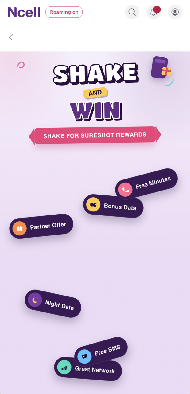 Shake and Win app screen